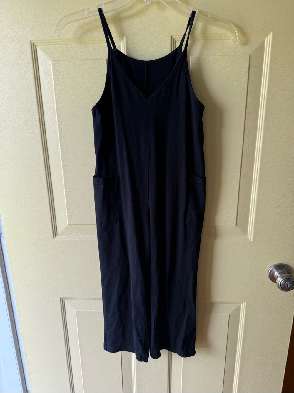Girls Black Sleeveless Romper Pockets